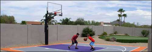 A professional basketball court by Rhino Sports of Orange County